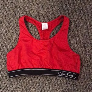 Red Calvin Klein sports bra